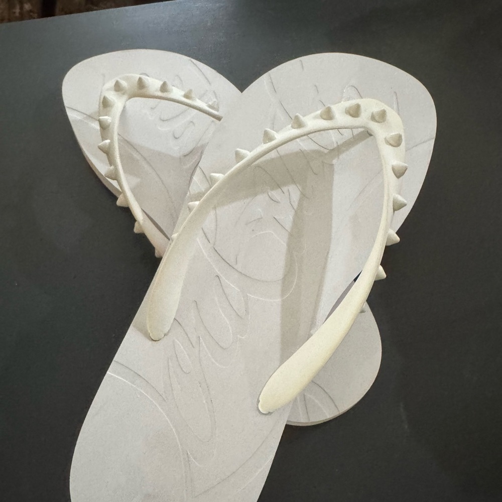 Christian Louboutin Loubi Spike Flip Flops - size 41, Made in Italy